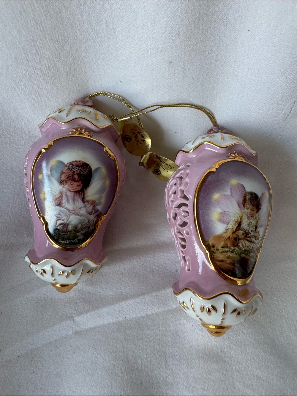 Bradford Editions Heavenly Messengers Angel’s Blessing 2pc Hanging Porcelain